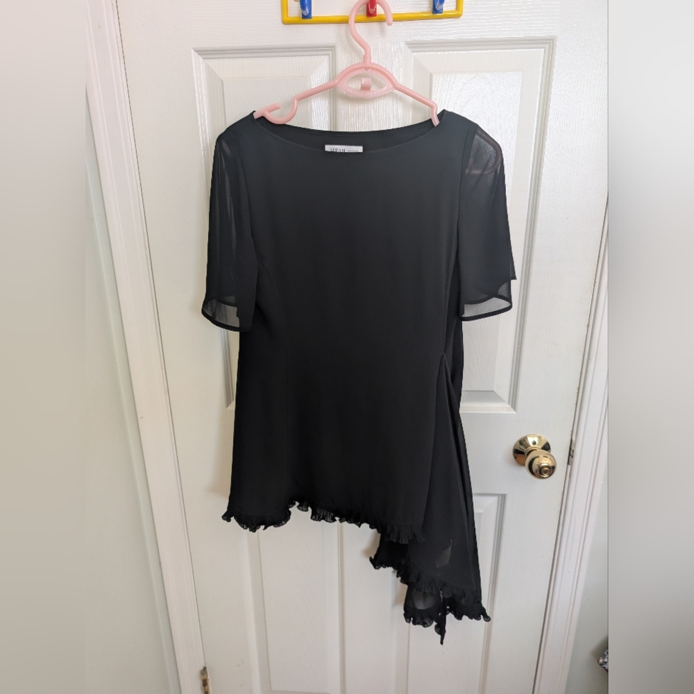 ADEAM Japan | Black Asymmetrical Blouse